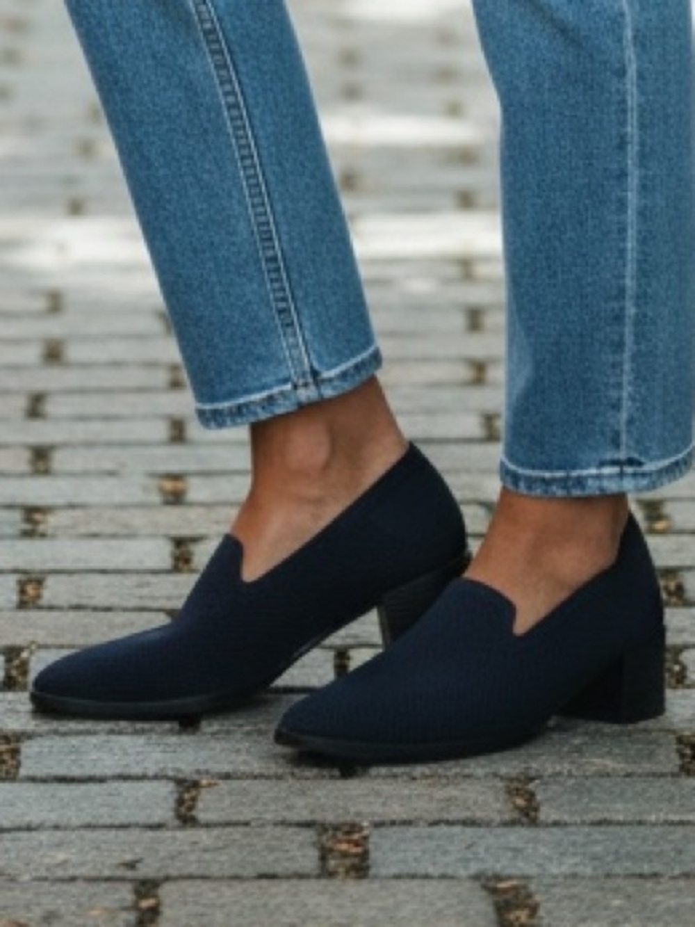 Eileen Fisher Dern Navy Stretch Knit Slip On Pumps Women’s 7.5M